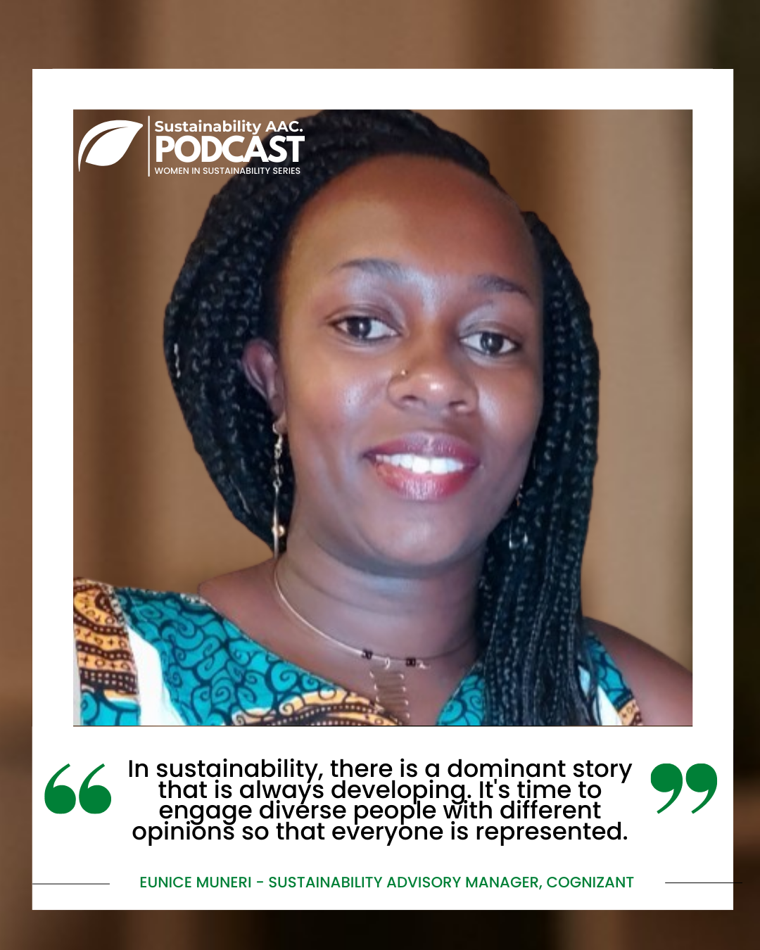 Opportunities & Misconceptions In Sustainability – A Conversation With Eunice Muneri, Cognizant.